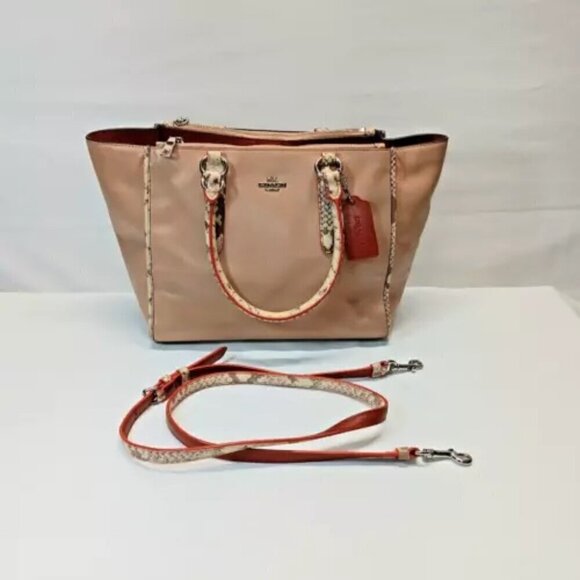 Coach F11751 Crosby Carryall Tote Nude Pink Multi Python Embossed Leather GUC - Picture 15 of 15